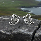 Cian Irish Harp Post Earrings in Sterling Silver Post Earrings La Vie Bien Cian Irish Harp Post Earrings in Sterling Silver