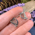 Cian Irish Harp Post Earrings in Sterling Silver Post Earrings La Vie Bien Cian Irish Harp Post Earrings in Sterling Silver