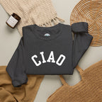 Ciao embroidered Italian Crewneck Sweatshirt, Italian Greeting Graphic Pullover Sweatshirt La Vie Bien Ciao embroidered Italian Crewneck Sweatshirt, Italian Greeting Graphic Pullover
