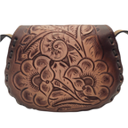 Cincelada Floral Leather Crossbody | Hand Tooled Saddle Purse