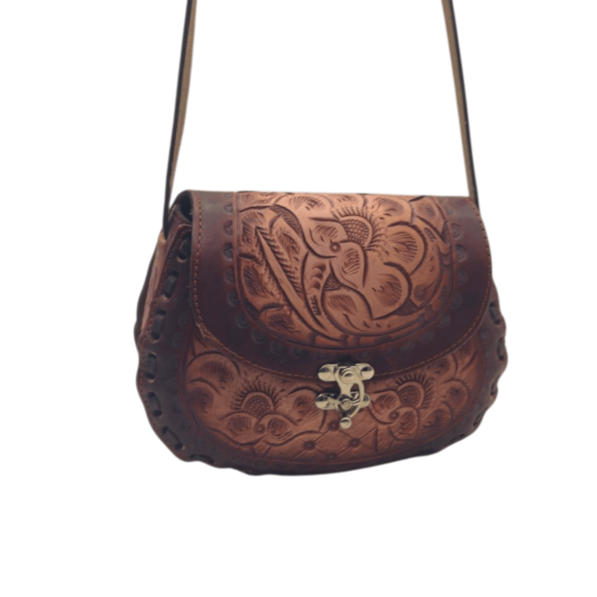 Cincelada Floral Leather Crossbody | Hand Tooled Saddle Purse Mexican Purse La Vie Bien Cincelada Floral Leather Crossbody | Hand Tooled Saddle Purse