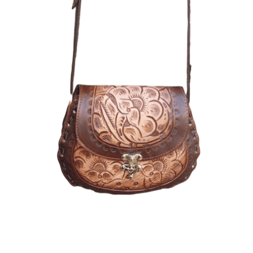 Cincelada Floral Leather Crossbody | Hand Tooled Saddle Purse Mexican Purse La Vie Bien Cincelada Floral Leather Crossbody | Hand Tooled Saddle Purse