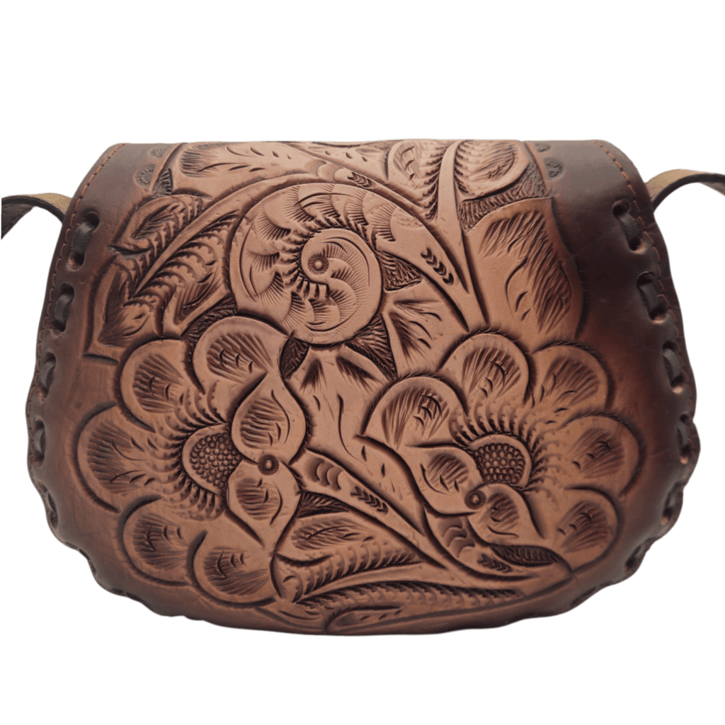 Cincelada Floral Leather Crossbody | Hand Tooled Saddle Purse Mexican Purse La Vie Bien Cincelada Floral Leather Crossbody | Hand Tooled Saddle Purse