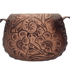 Cincelada Floral Leather Crossbody | Hand Tooled Saddle Purse Mexican Purse La Vie Bien Cincelada Floral Leather Crossbody | Hand Tooled Saddle Purse