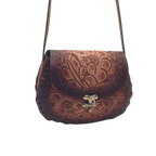 Cincelada Floral Leather Crossbody | Hand Tooled Saddle Purse