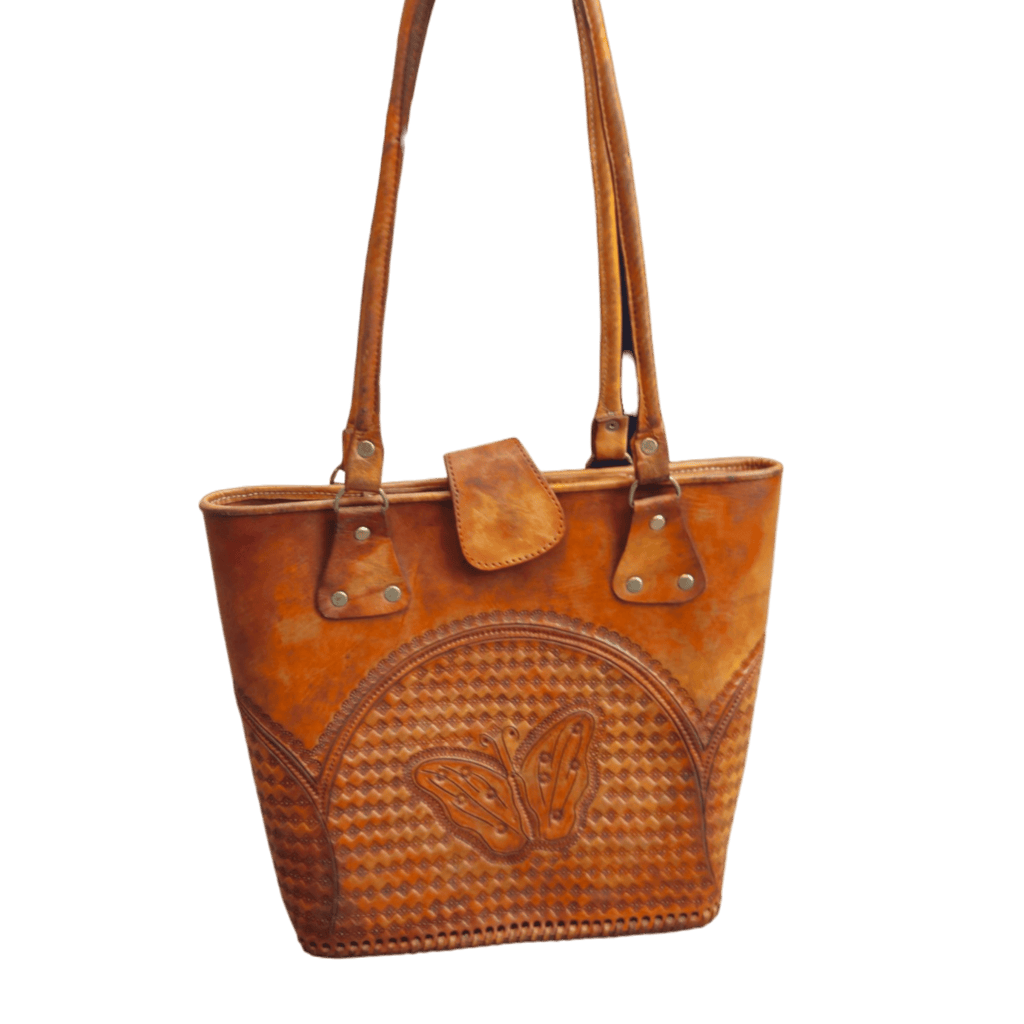 Cincelada Leather Tote | Hand Tooled Mexican Butterfly Bag Mexican Purse La Vie Bien Cincelada Leather Tote | Hand Tooled Mexican Butterfly Bag