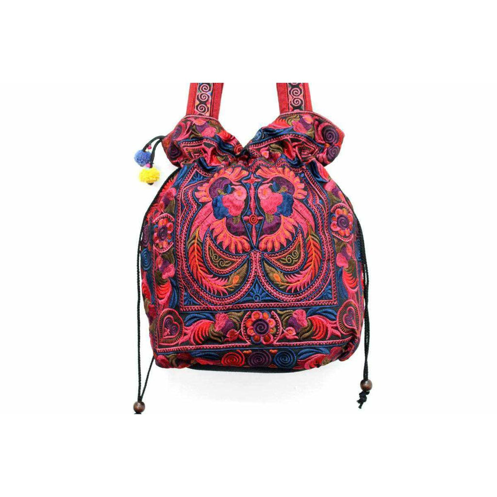 Cinch Hmong Embroidered Shoulder Purse - Thailand Bags La Vie Bien Cinch Hmong Embroidered Shoulder Purse - Thailand
