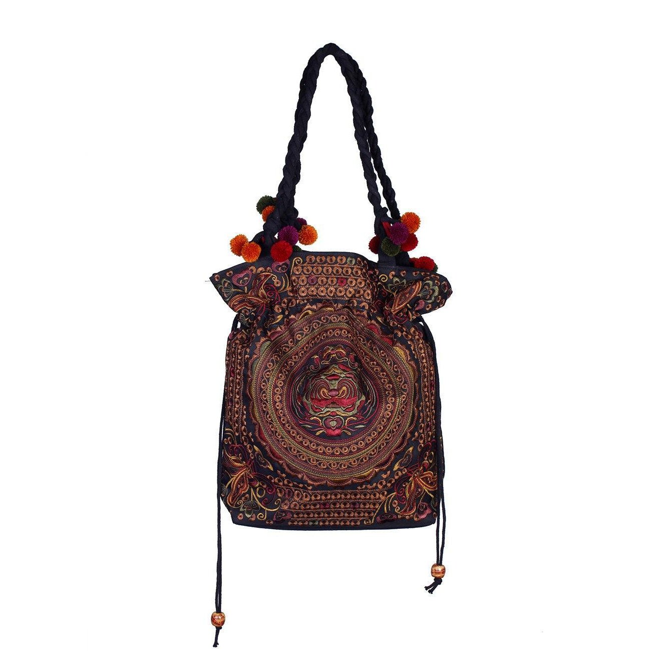 Cinch Hmong Embroidered Shoulder Purse - Thailand Bags La Vie Bien Cinch Hmong Embroidered Shoulder Purse - Thailand