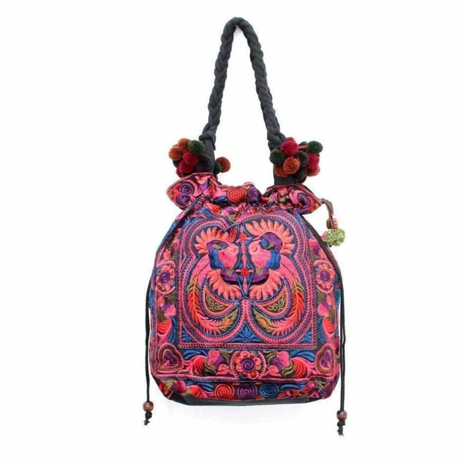Cinch Hmong Embroidered Shoulder Purse - Thailand Bags La Vie Bien Cinch Hmong Embroidered Shoulder Purse - Thailand