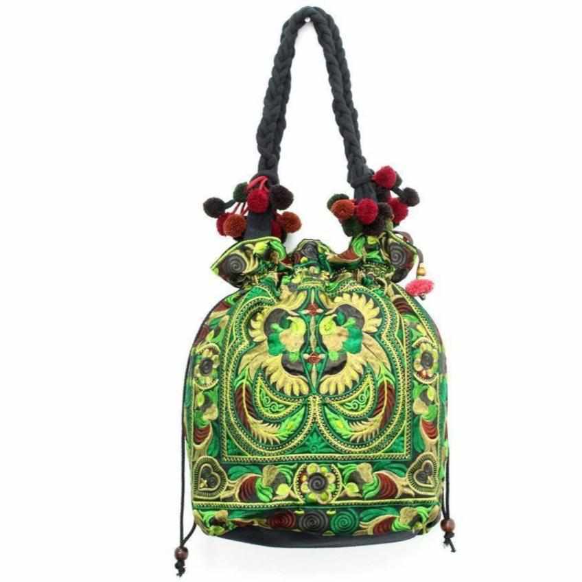 Cinch Hmong Embroidered Shoulder Purse - Thailand Bags La Vie Bien Cinch Hmong Embroidered Shoulder Purse - Thailand