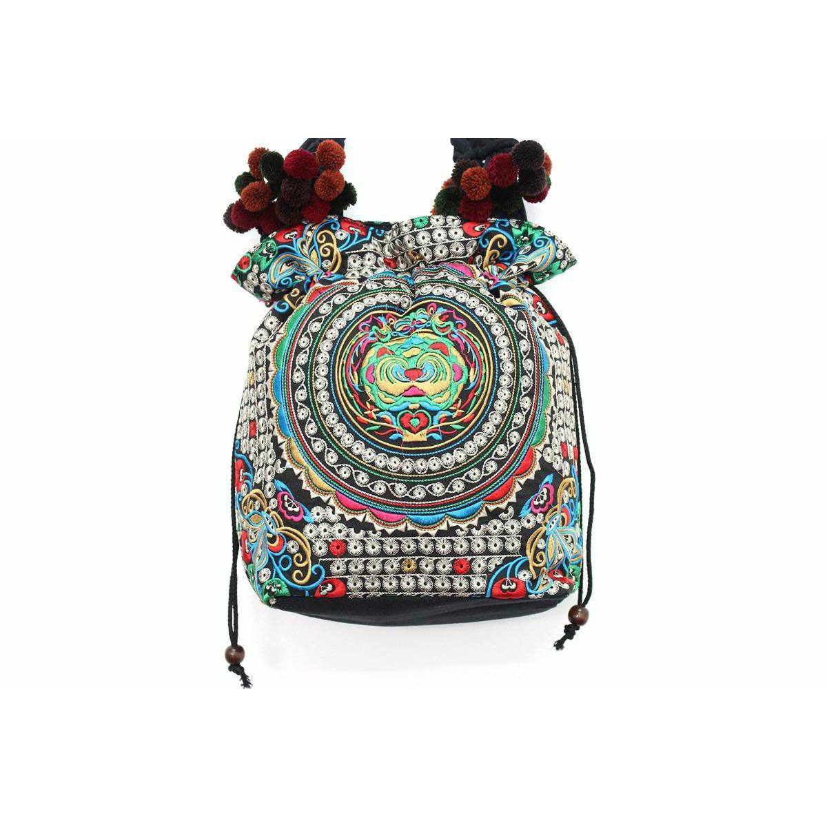 Cinch Hmong Embroidered Shoulder Purse - Thailand Bags La Vie Bien Cinch Hmong Embroidered Shoulder Purse - Thailand