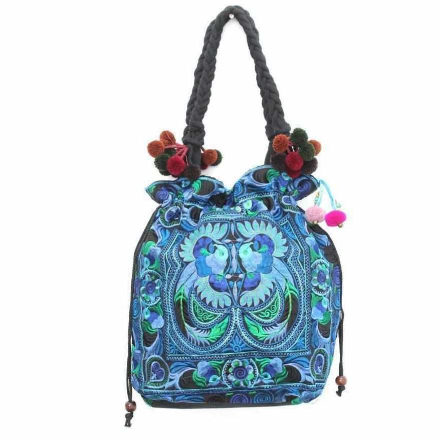 Cinch Hmong Embroidered Shoulder Purse - Thailand Bags La Vie Bien Cinch Hmong Embroidered Shoulder Purse - Thailand
