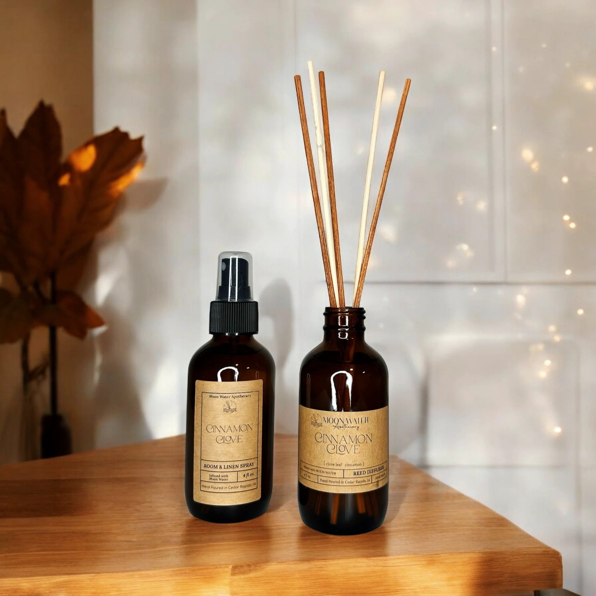 Cinnamon + Clove - ROOM SPRAY & REED DIFFUSER, Warm Spiced Home Fragrance - by Moon Water Apothecary