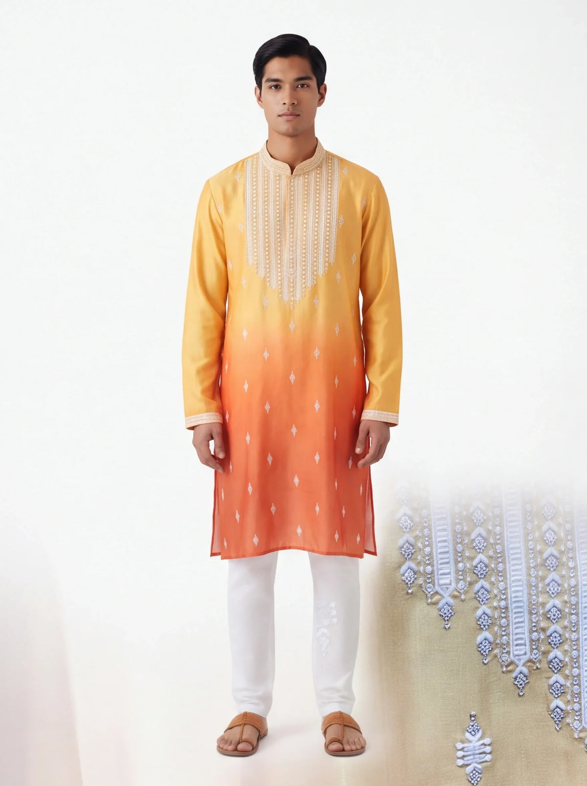 2103 - Dual shade orange kurta set