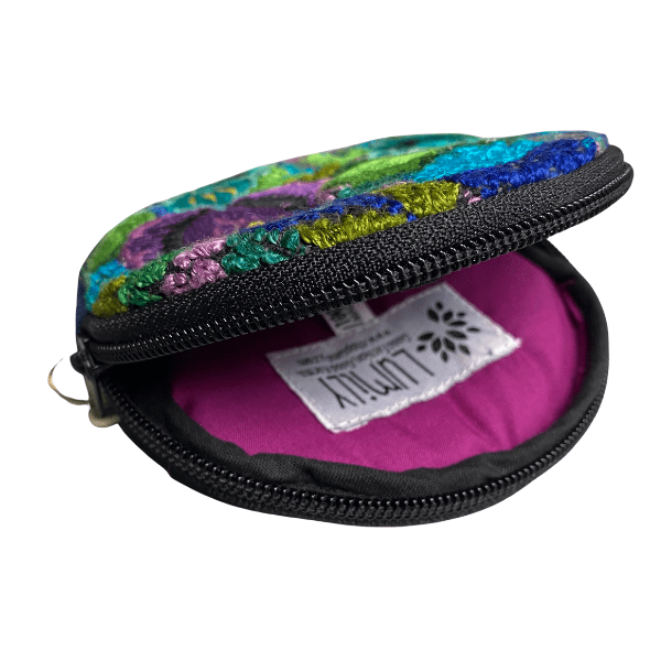Circle Huipil Coin Purse / Keychain - Guatemala Keychains La Vie Bien Circle Huipil Coin Purse / Keychain - Guatemala