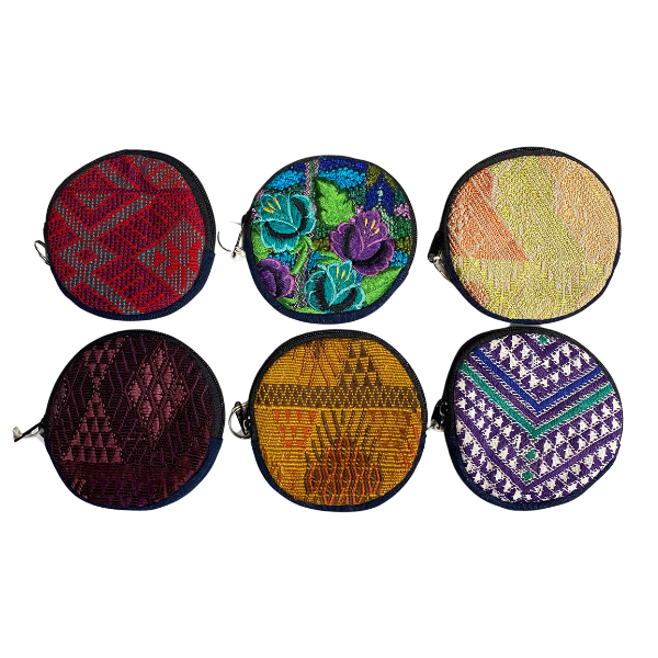 Circle Huipil Coin Purse / Keychain - Guatemala Keychains La Vie Bien Circle Huipil Coin Purse / Keychain - Guatemala