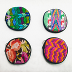 Circle Huipil Coin Purse / Keychain - Guatemala Keychains La Vie Bien Circle Huipil Coin Purse / Keychain - Guatemala