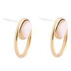 Circle Pink Opal and Golden Bronze Post Stud Earrings by Barse Jewelry