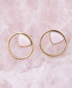 Circle Pink Opal and Golden Bronze Post Stud Earrings by Barse Jewelry