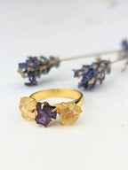 Citrine/Amethyst Cluster Ring - Gold by Ash & Rose