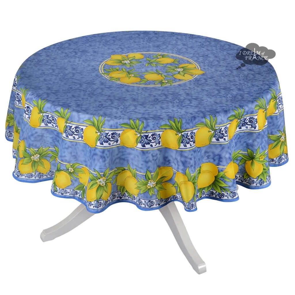Citrus Blue French Provencal Polyester Tablecloth - 70" Round by I Dream of France