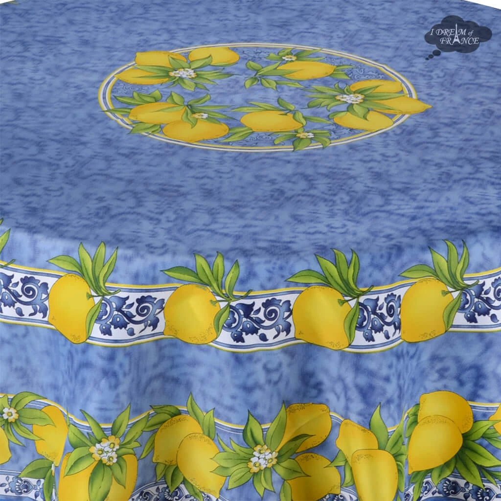 Citrus Blue French Provencal Polyester Tablecloth - 70" Round by I Dream of France
