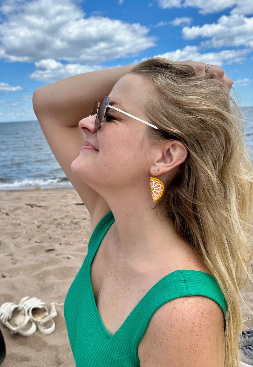 Citrus Fruit Slice Beaded Earrings - Orange or Lime by Fair Anita
