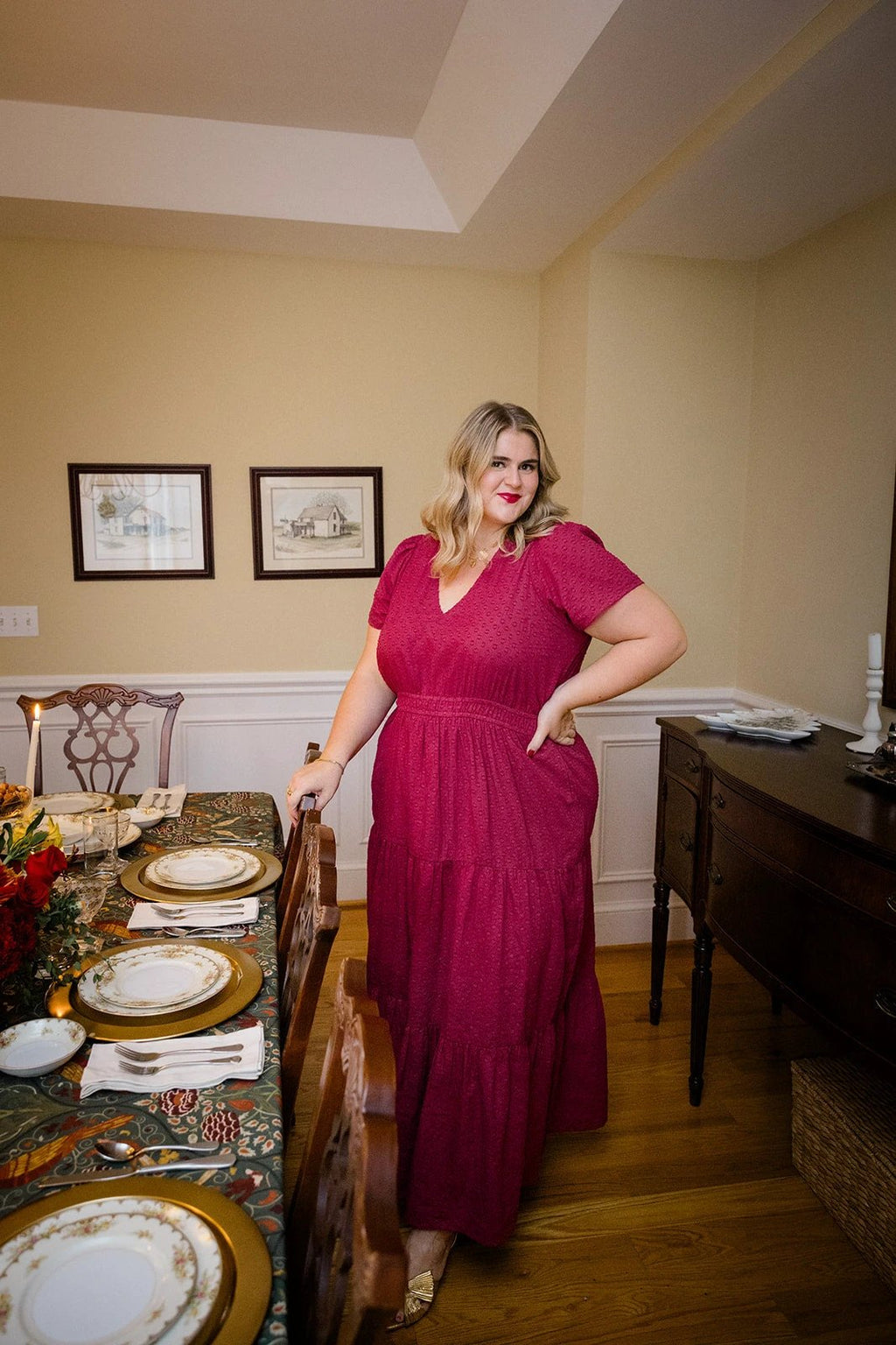 The Sarah Maxi Dress in Sugar Plum Dobby by Carla Kiley Collection