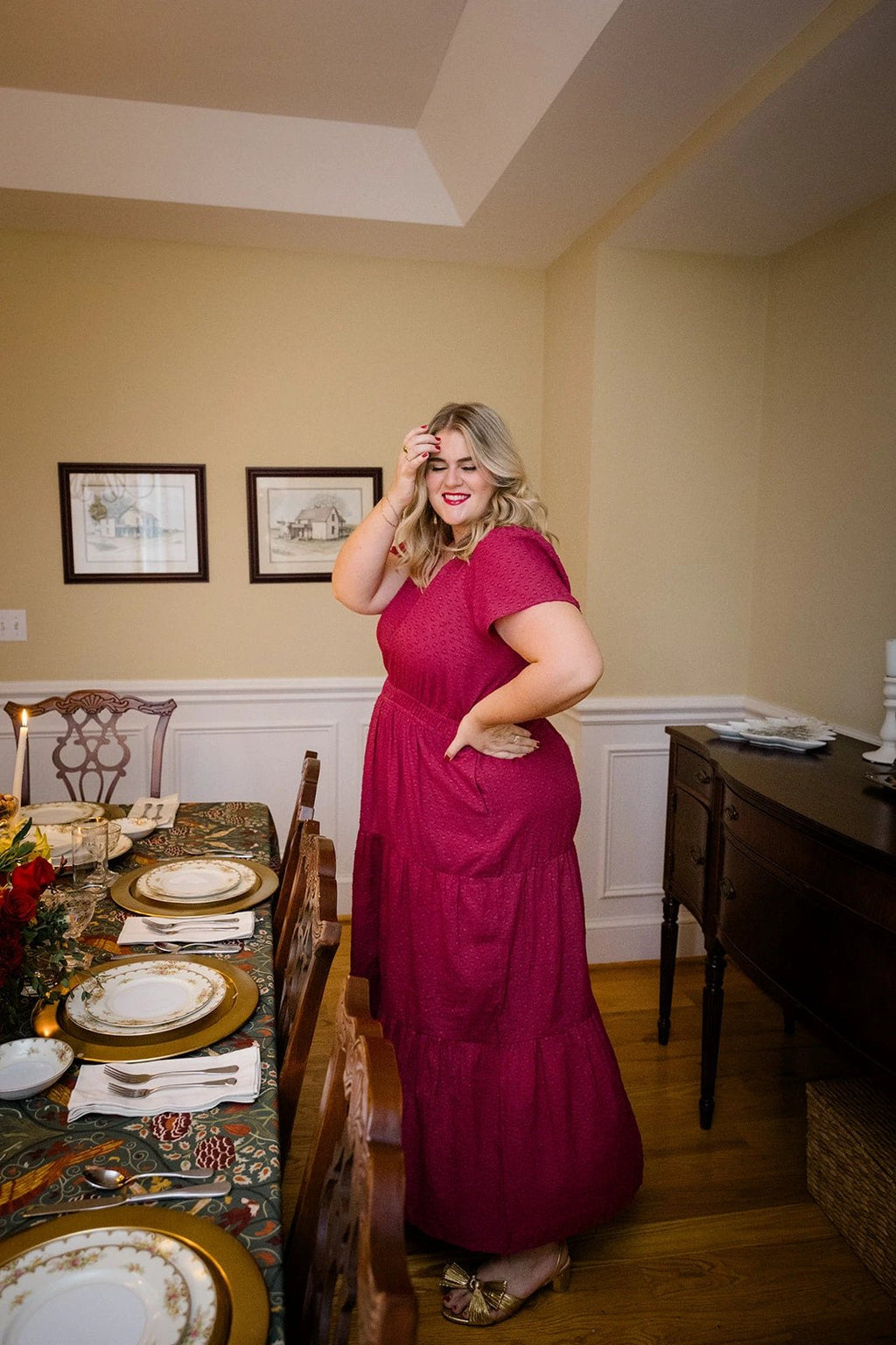 The Sarah Maxi Dress in Sugar Plum Dobby by Carla Kiley Collection