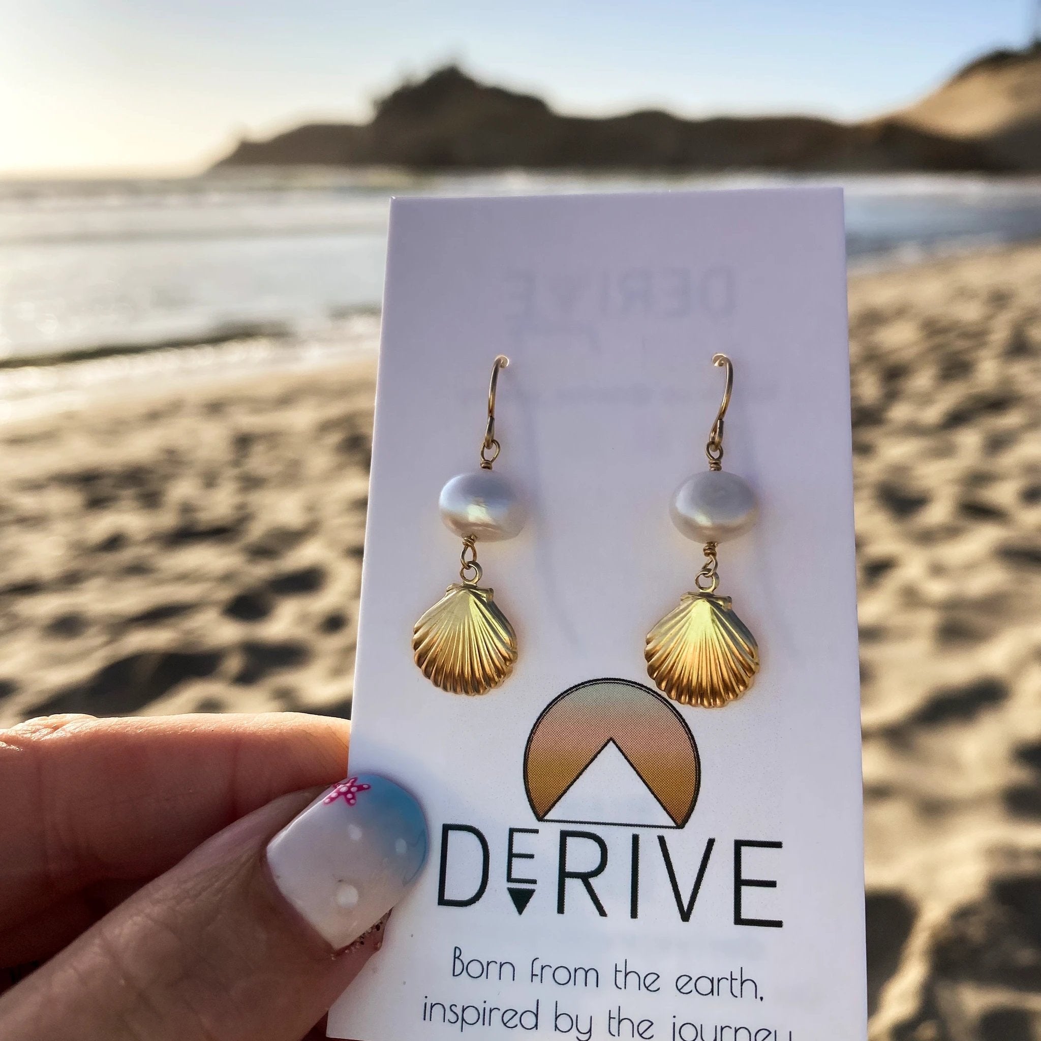 Clam Shell Pearl Earrings by Derive Jewelry