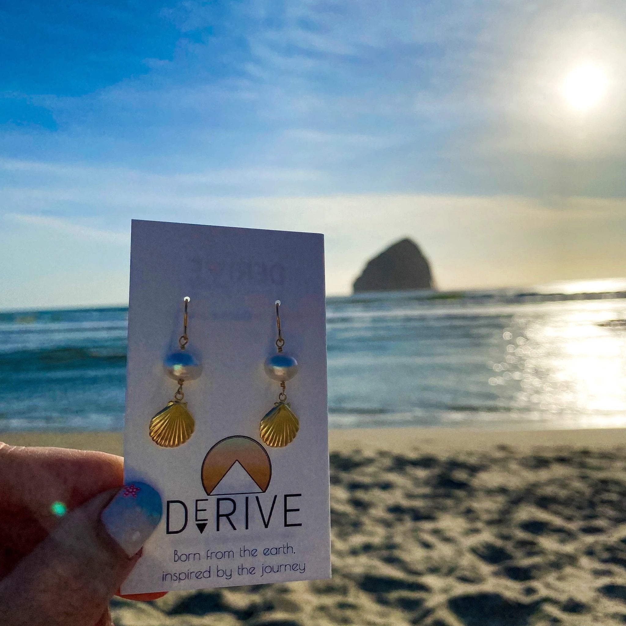 Clam Shell Pearl Earrings by Derive Jewelry