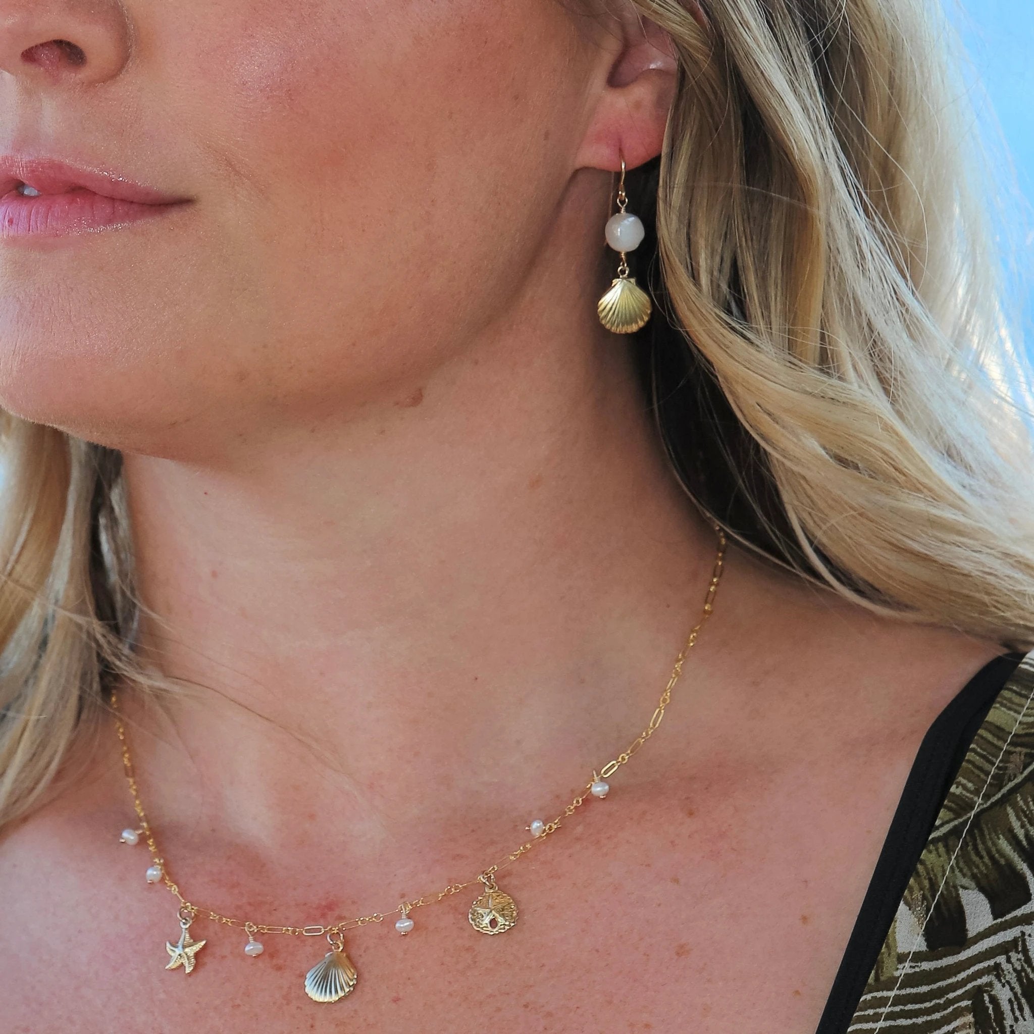 Clam Shell Pearl Earrings by Derive Jewelry