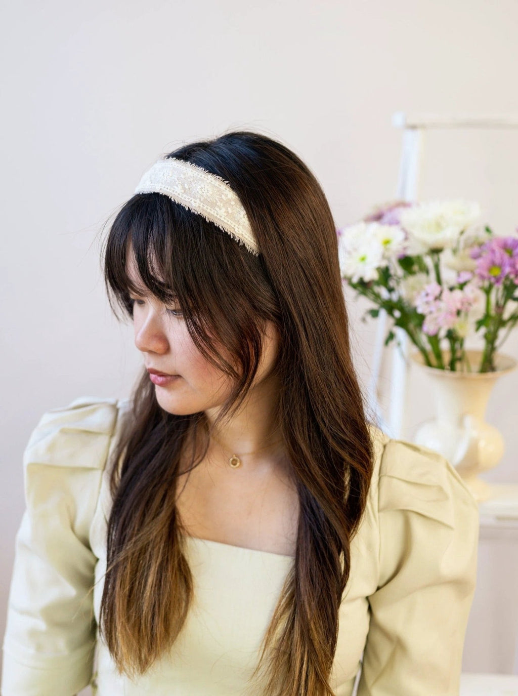 Clara Lace and Linen Headband by Ash & Rose