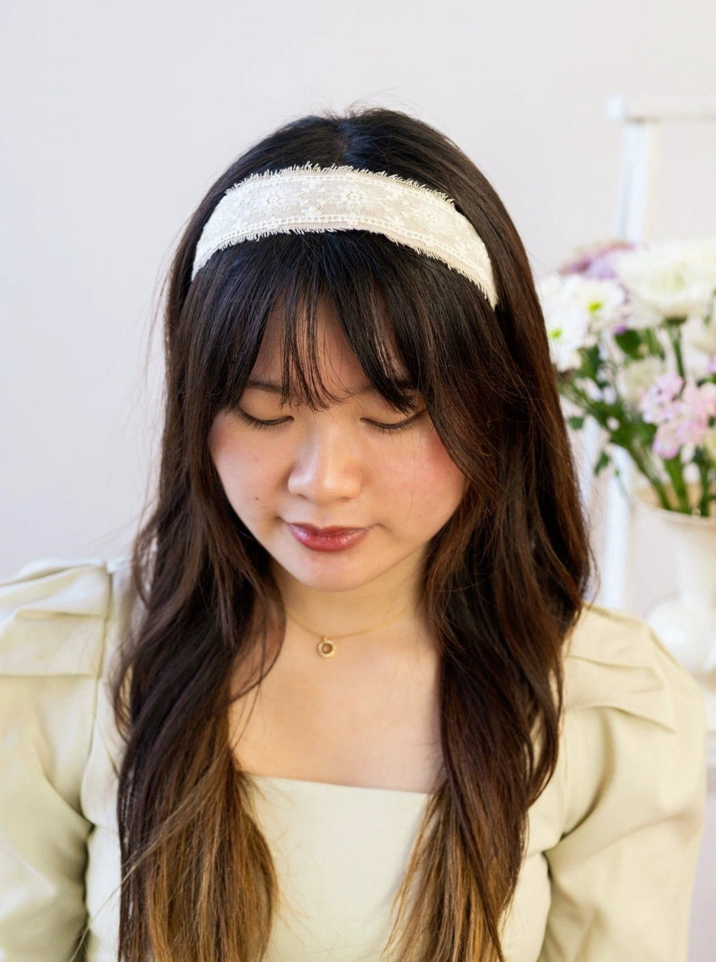 Clara Lace and Linen Headband by Ash & Rose