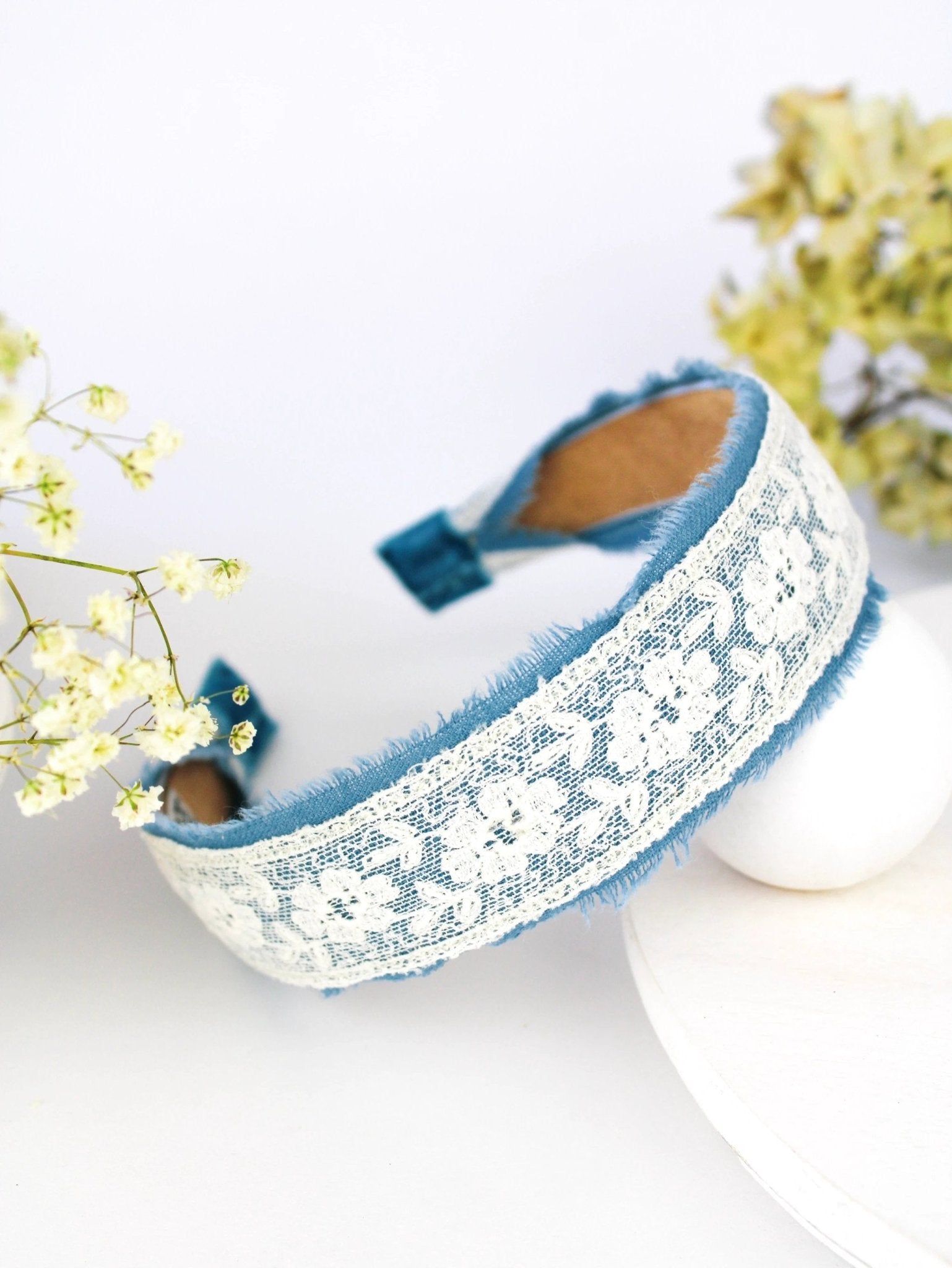 Clara Lace and Linen Headband by Ash & Rose