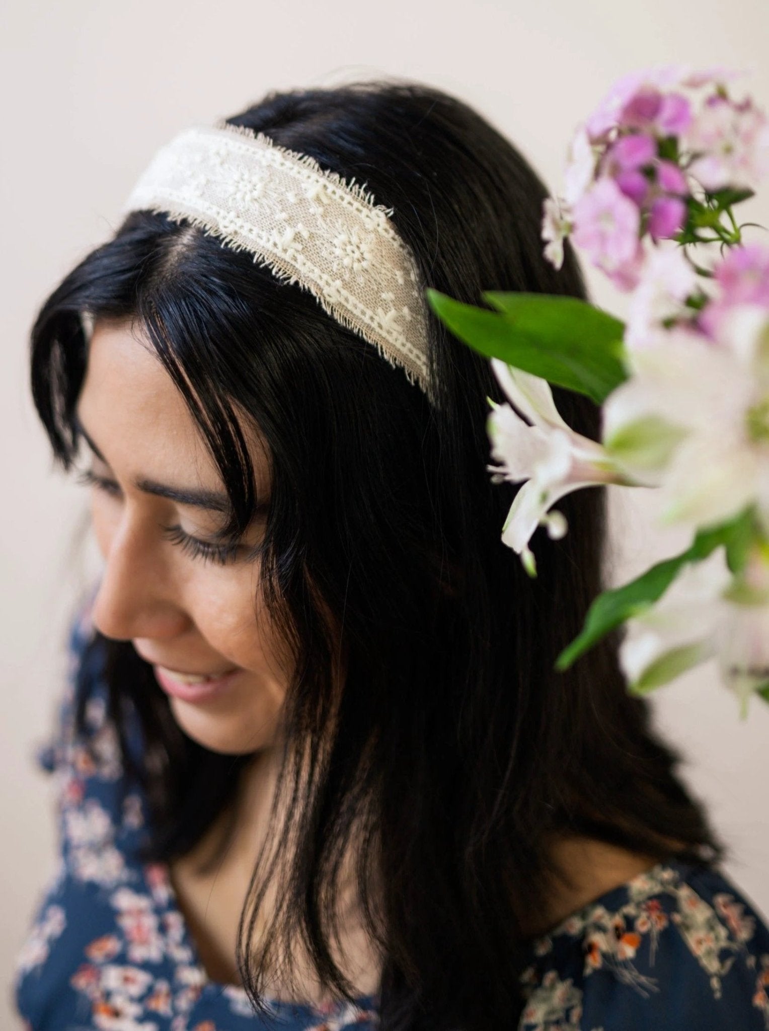 Clara Lace and Linen Headband by Ash & Rose