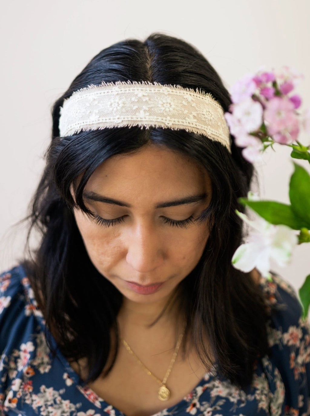 Clara Lace and Linen Headband by Ash & Rose