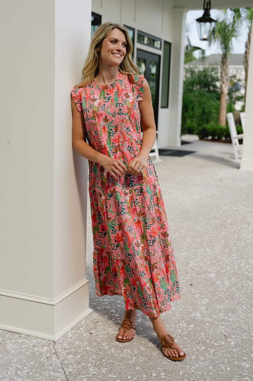 Clara Maxi Dress - Coral Reef