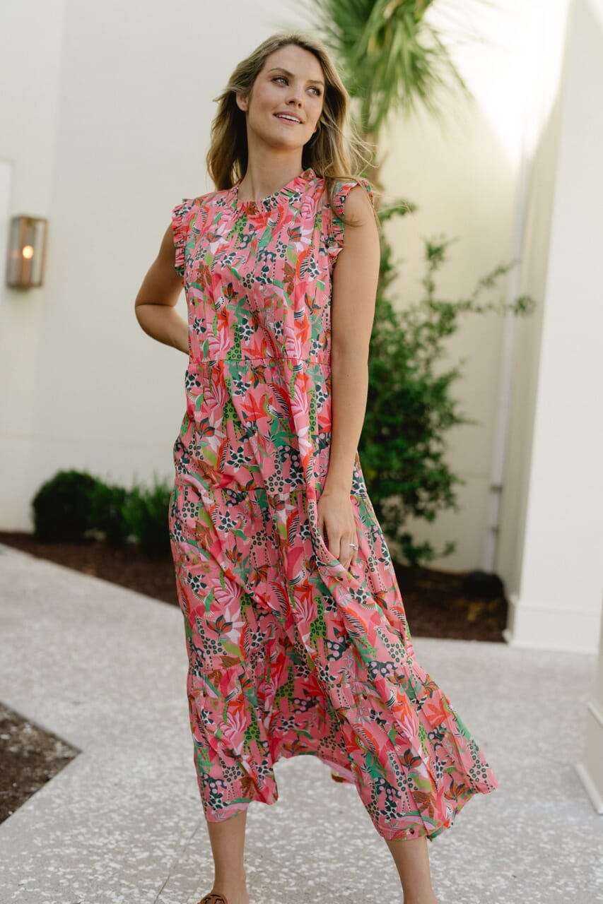 Clara Maxi Dress - Coral Reef