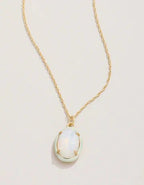 Clara Oval Necklace - 18" White Opal Necklace La Vie Bien Clara Oval Necklace - 18" White Opal
