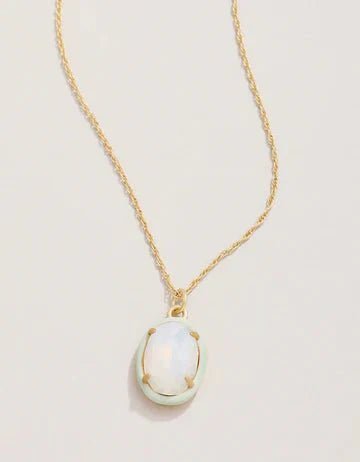 Clara Oval Necklace - 18" White Opal Necklace La Vie Bien Clara Oval Necklace - 18" White Opal