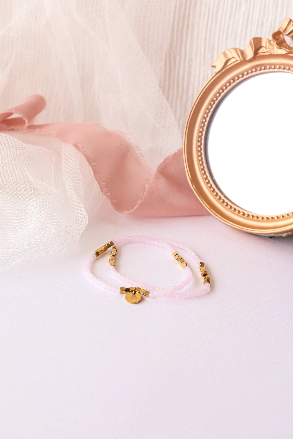 Clara Stretch Bracelet Set in Ballet Pink by Rose & Clay