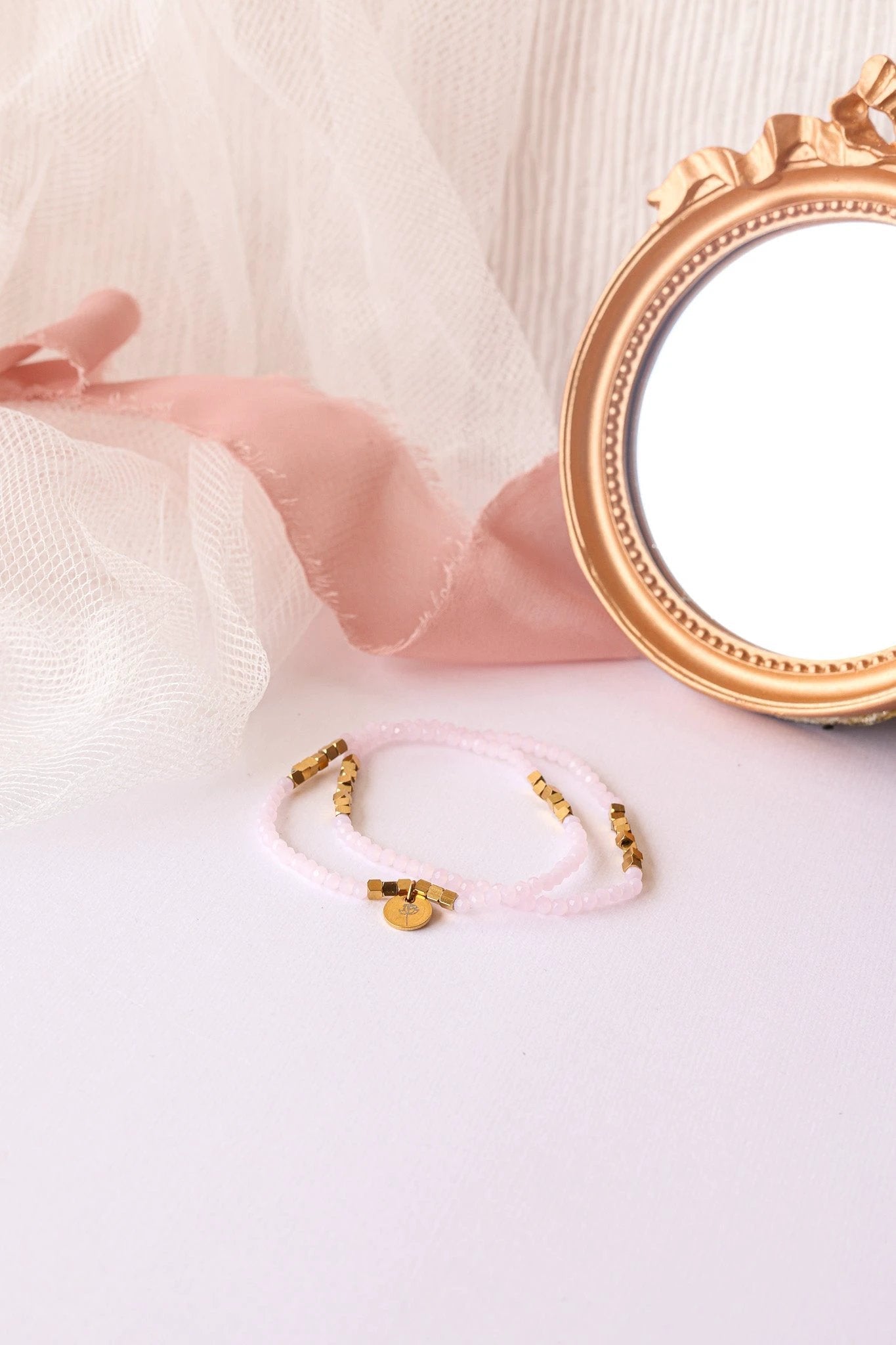 Clara Stretch Bracelet Set in Ballet Pink by Rose & Clay