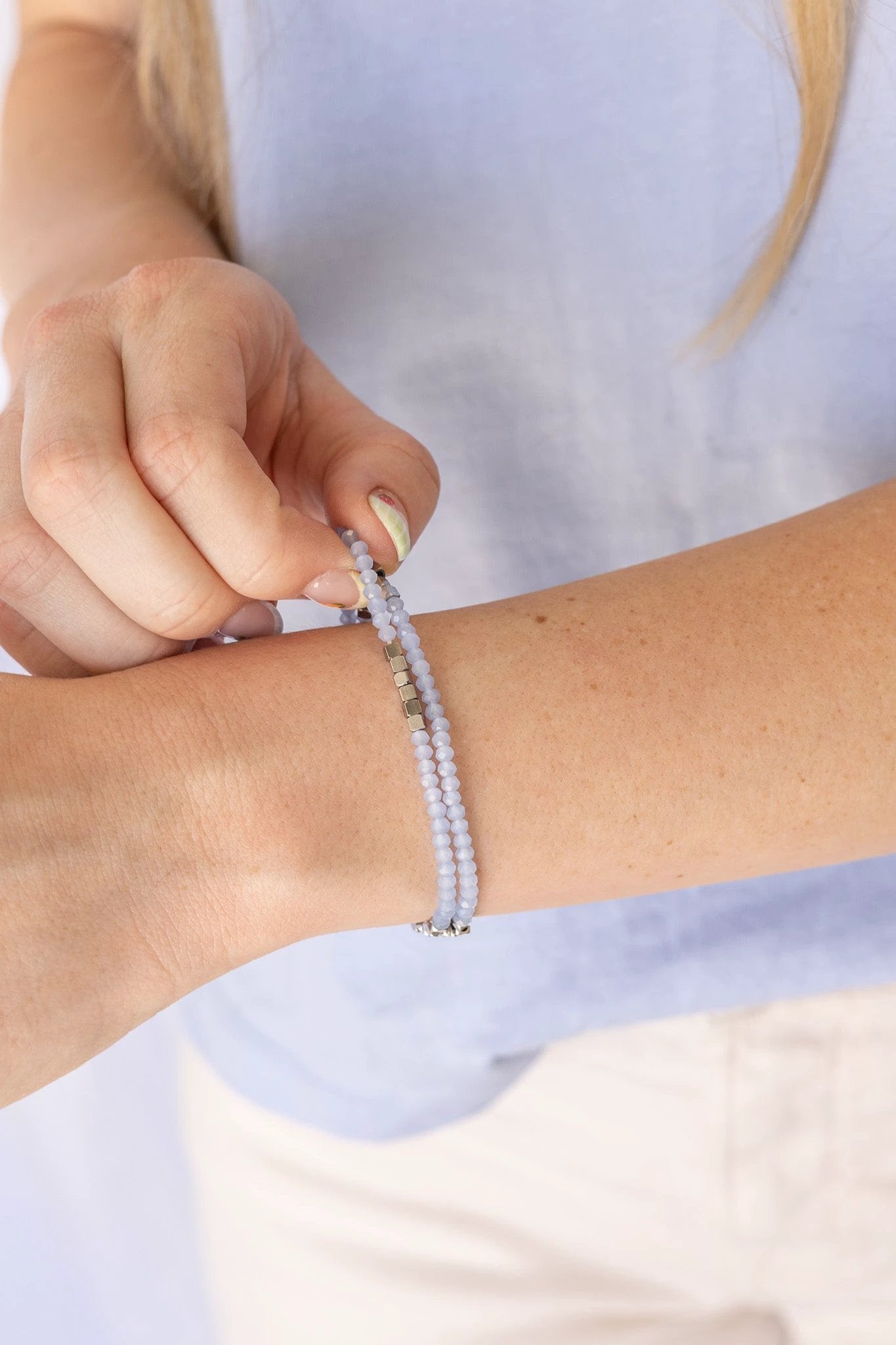 Clara Stretch Bracelet Set in Blue by Rose & Clay