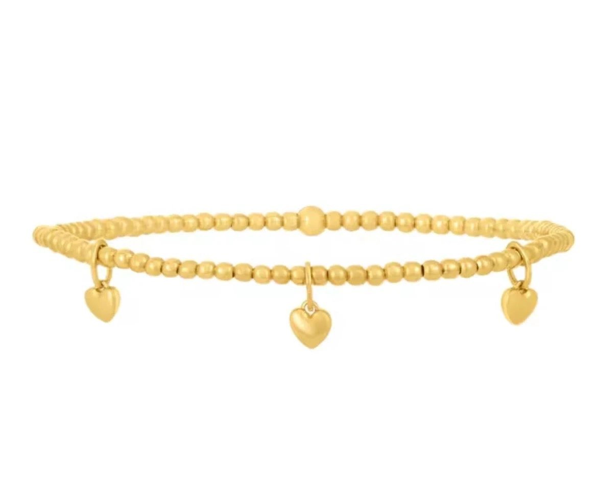 Classic Beaded Hearts, Stars & Smiles Waterproof Non - Tarnish Bracelets
