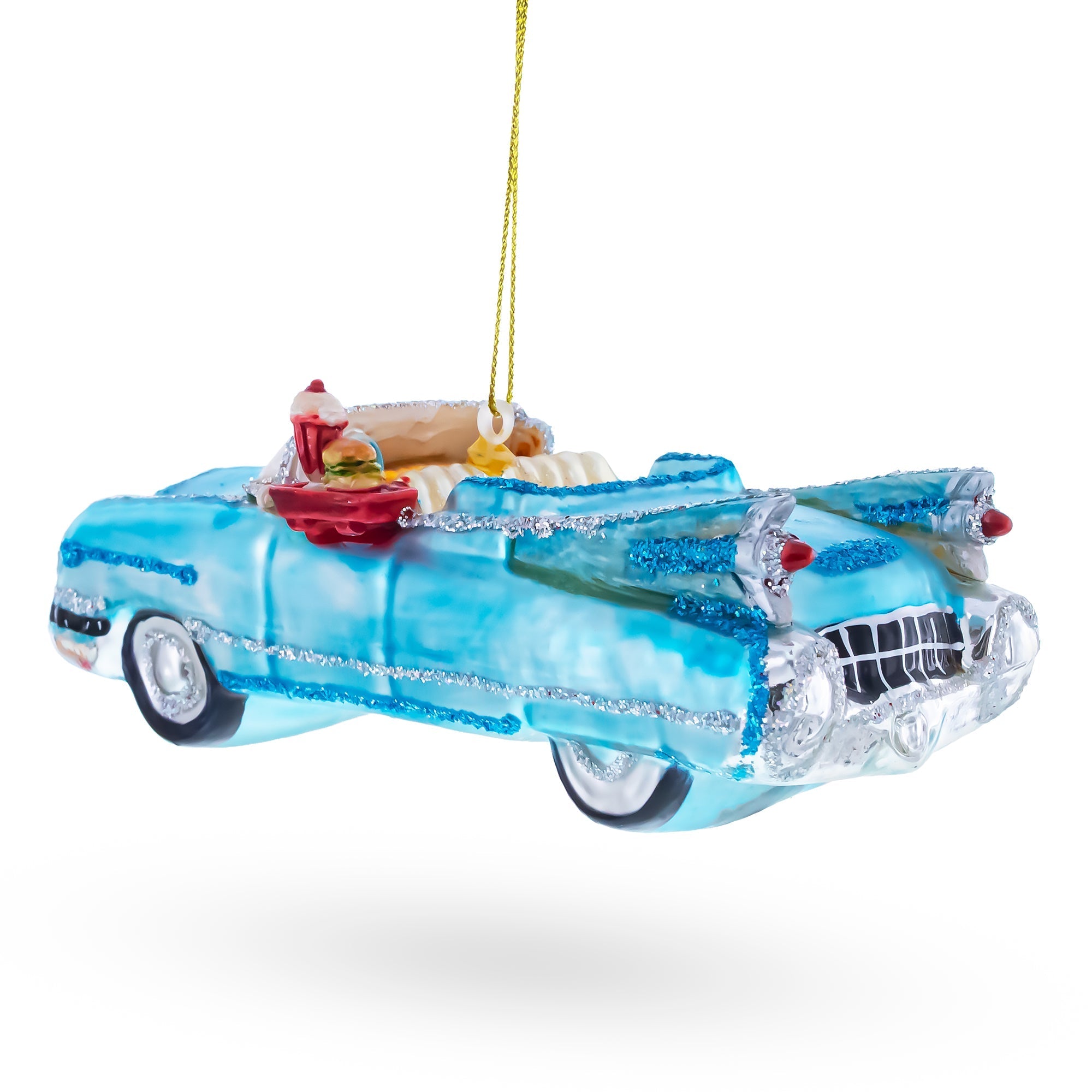 Classic Convertible Blue Retro Car Glass Christmas Ornament Christmas Ornaments > Transportation La Vie Bien Classic Convertible Blue Retro Car Glass Christmas Ornament