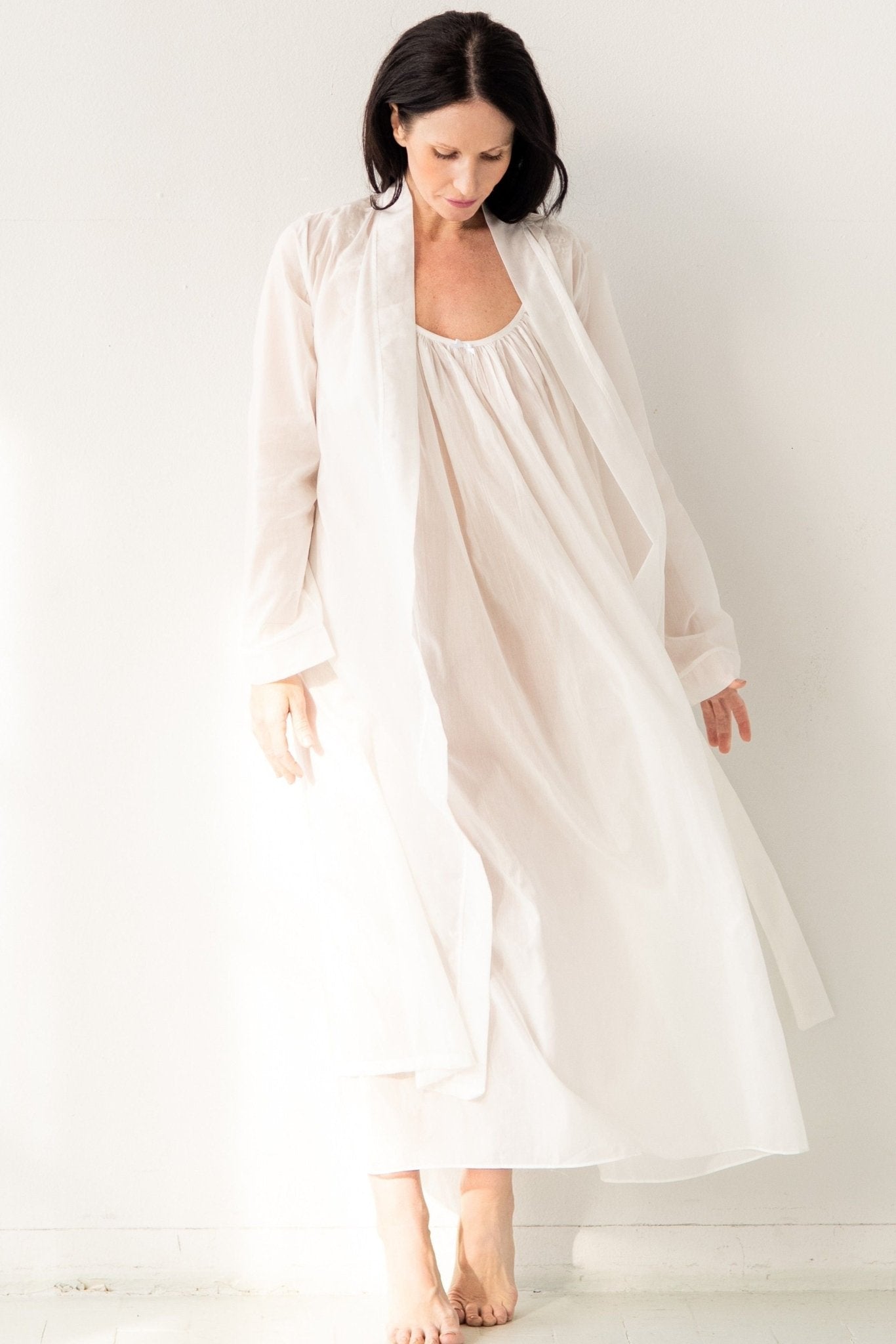 Classic Long Sheer Cotton - Silk Robe ROBES La Vie Bien Classic Long Sheer Cotton - Silk Robe