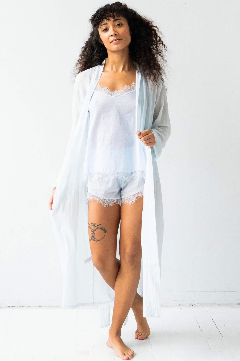 Classic Long Sheer Cotton - Silk Robe ROBES La Vie Bien Classic Long Sheer Cotton - Silk Robe