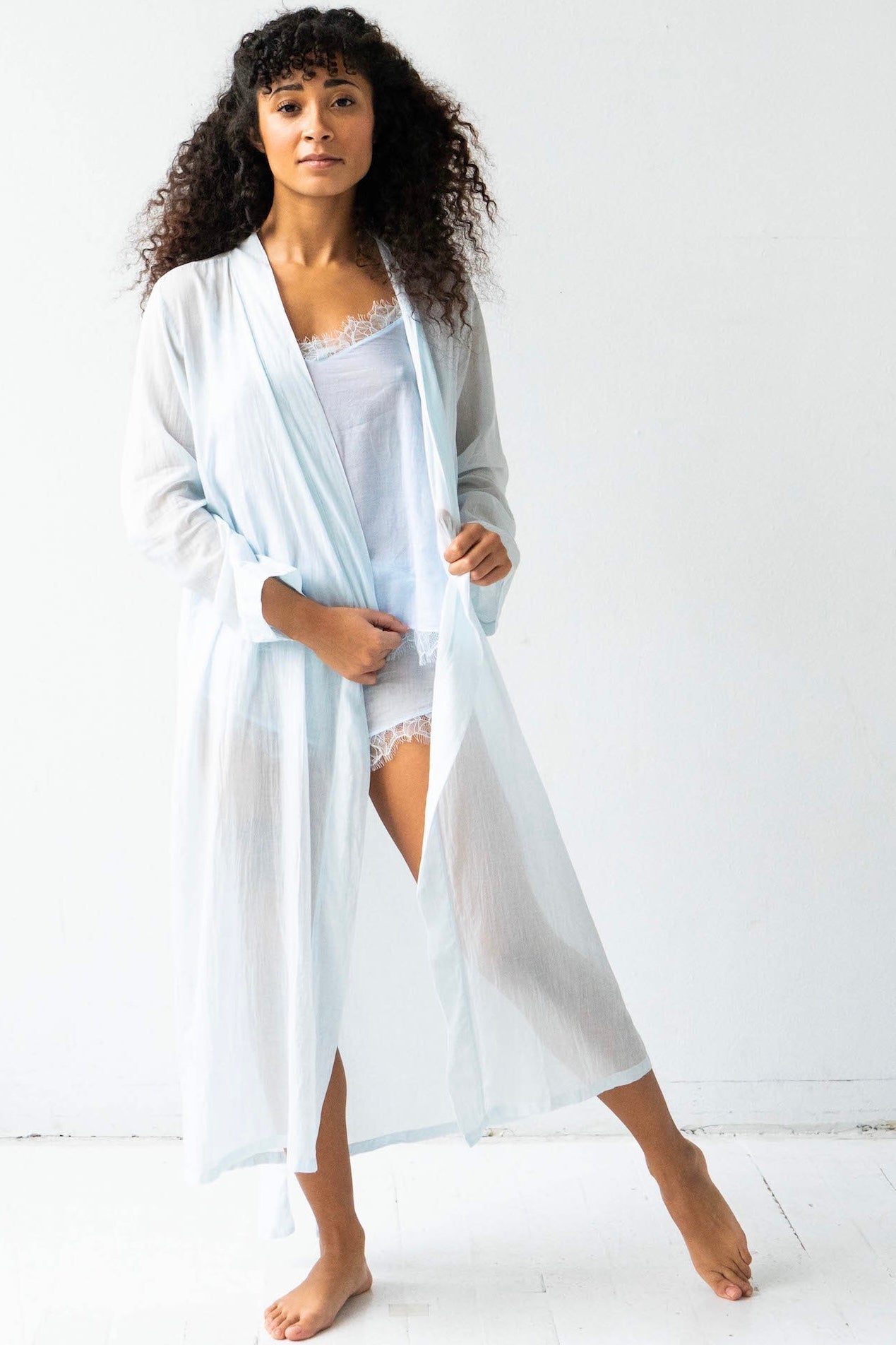 Classic Long Sheer Cotton - Silk Robe ROBES La Vie Bien Classic Long Sheer Cotton - Silk Robe