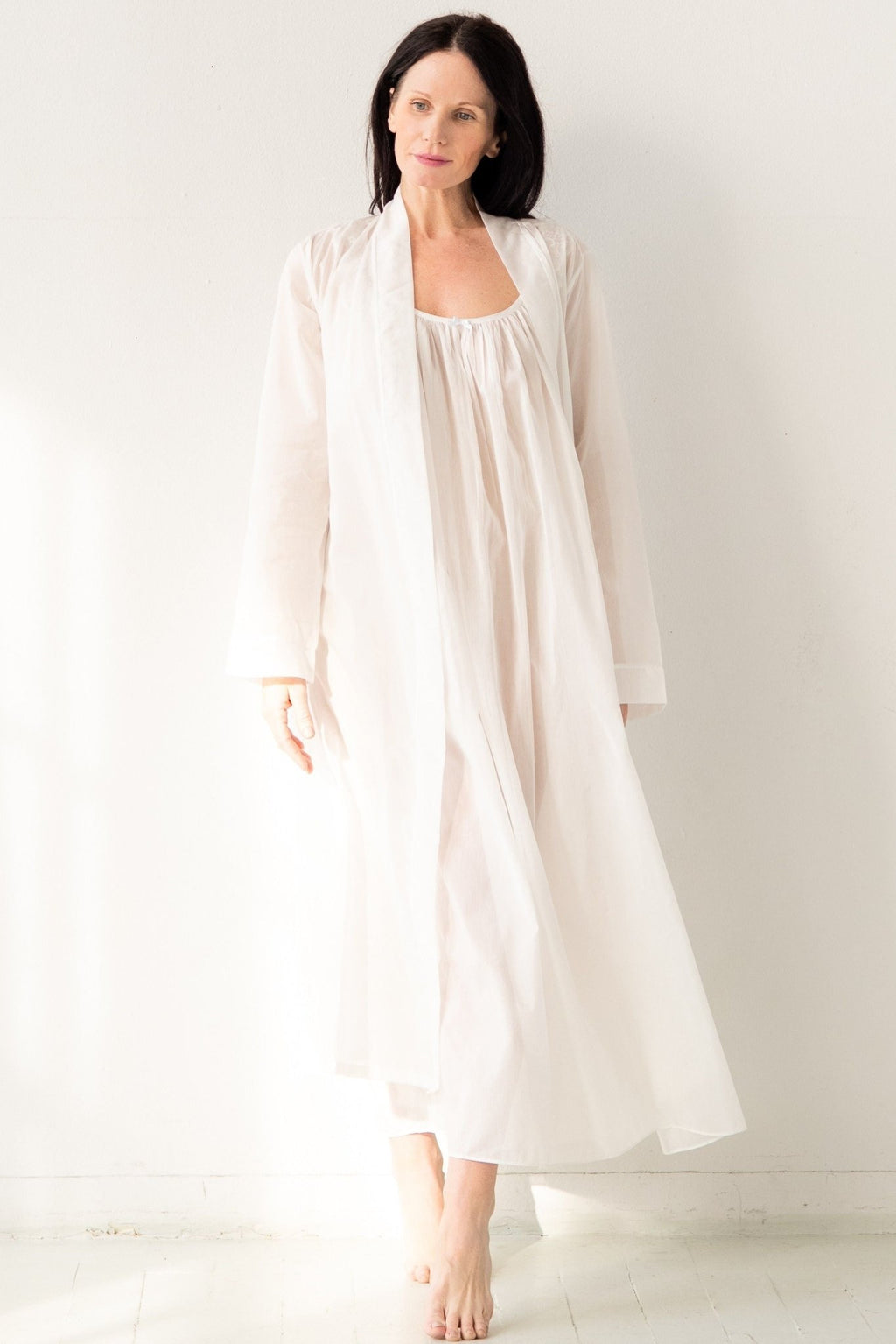 Classic Long Sheer Cotton - Silk Robe ROBES La Vie Bien Classic Long Sheer Cotton - Silk Robe